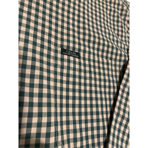 Chaps Ralph Lauren Men’s Size XL Long Sleeve Button Down Green Plaid Shirt - Picture 8 of 11